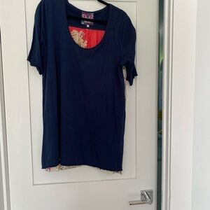 Johnny Was top. Tee shirt material front, and 100% silk back. Size L.